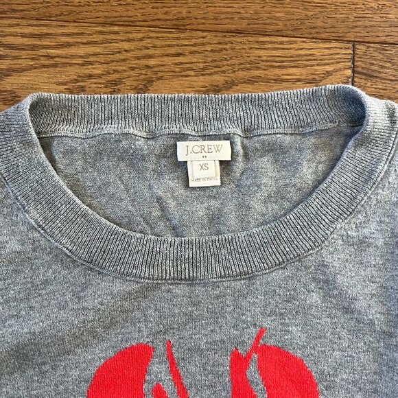 J.Crew Grey Lobster Sweater XS | 100% Cotton Nautical Graphic Pullover - Picture 3 of 6